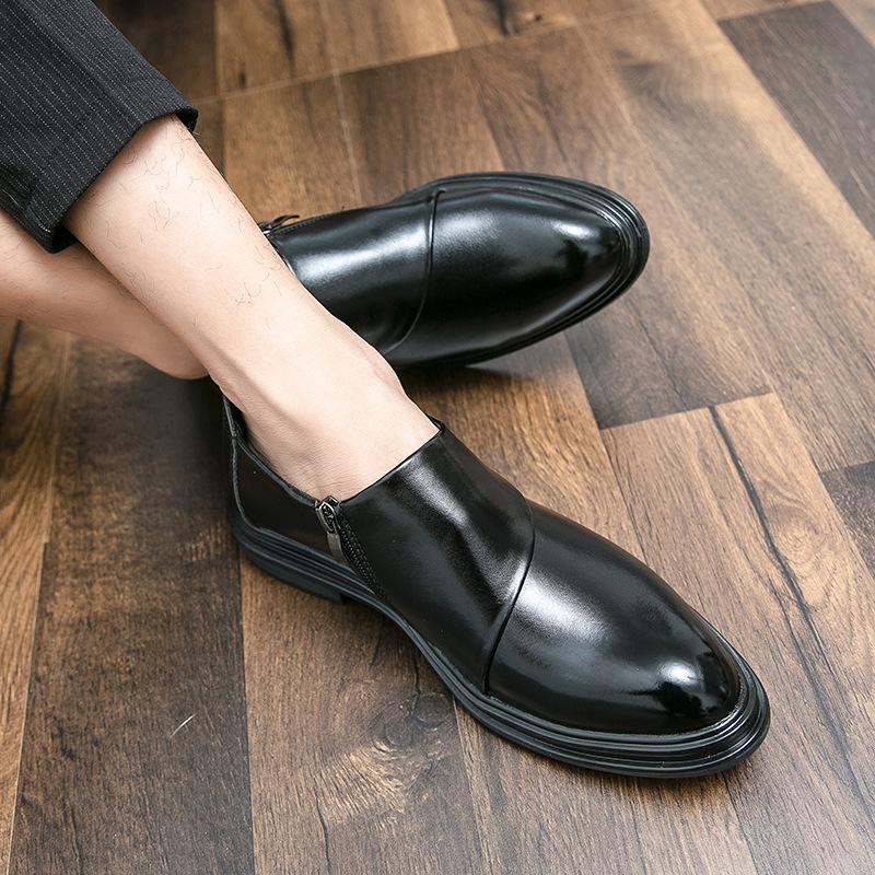 Large Size Men's Loafers Autumn Beanie Shoes British Business Leather Shoes Men's Casual One-pedal Small Leather Shoes