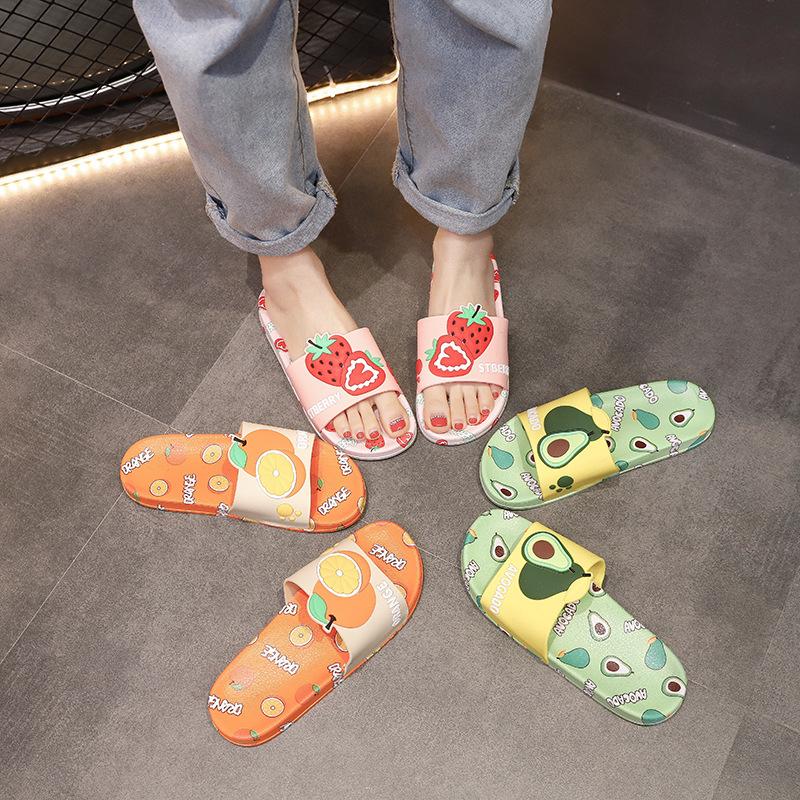 Fashion Mazefeng Brand New 2024 Women Slippers Open Toe 2cm Heels Cute Cartoon Fruit Stylish Soft Comfort Non-Slip Bathroom Summer 36-41