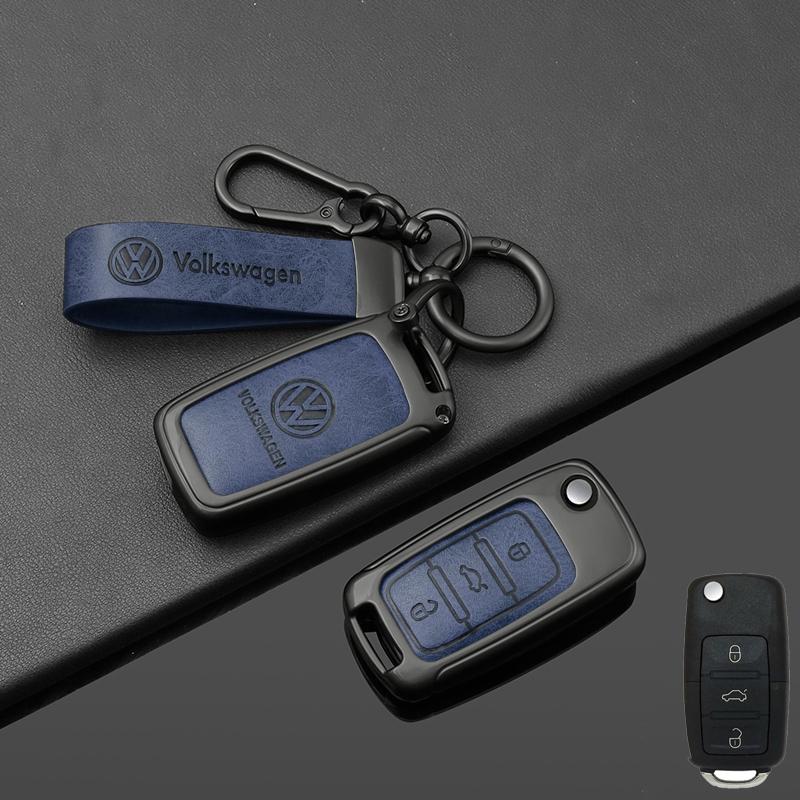For VOLKSWAGEN Alloy Leather Car Remote Key Case Cover for VW Volkswagen Polo Tiguan Passat B5 B6 B7 Golf 4 5 6 MK6 Jetta Lavida