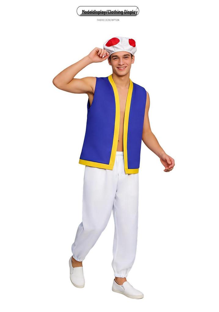 5 Nintendo Halloween Mushroom People Costume - Kinopio Super Mario Cosplay Outfit