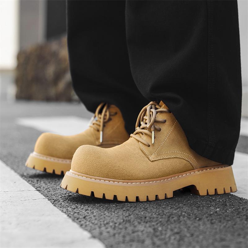 Уличные альпинистские ботинки Мартин мужские 2024 новые британские ботинки с большим носком, ботинки-инструменты со средним верхом, ботинки цвета ревеня 4727-J