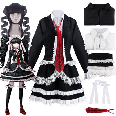 Аниме Danganronpa Celestia Ludenberg Yasuhiro Taeko Косплей Костюм Парик с платьем, включая рубашку и галстук, носки, наряды на Хэллоуин