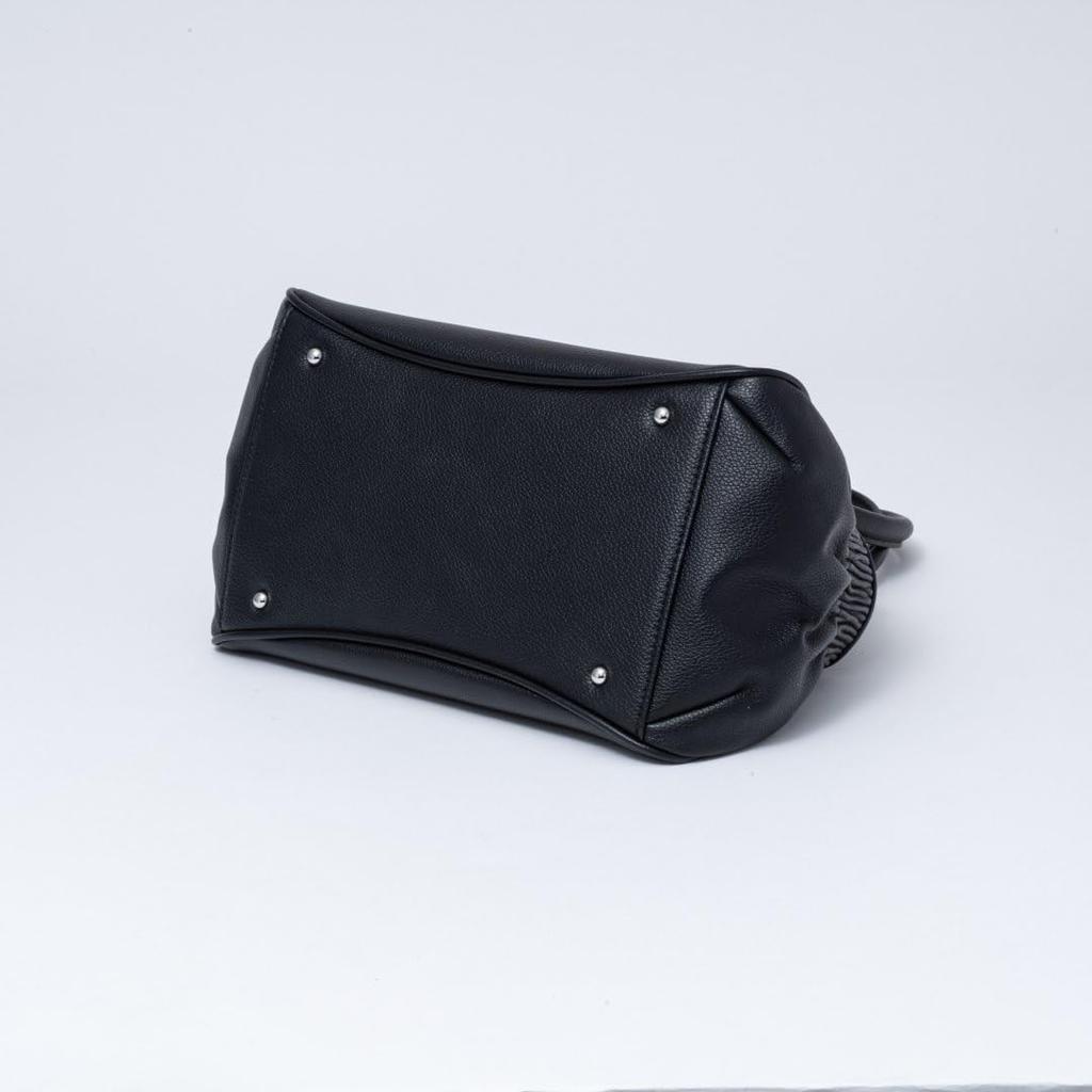 JILL STUART JSLH5CH2 Crystal Buckle 2-Way Handbag Feminine Belt Design Soft Synthetic Leather Elegant Formal Style Ladies Bag Black