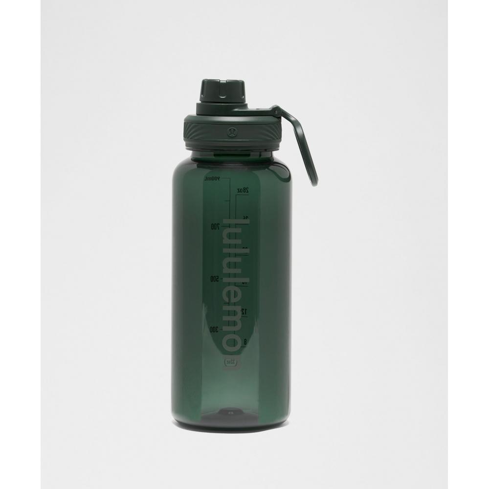 Lululemon Back To Life Clear Bottle 32oz Rainforest Green Palm Deco