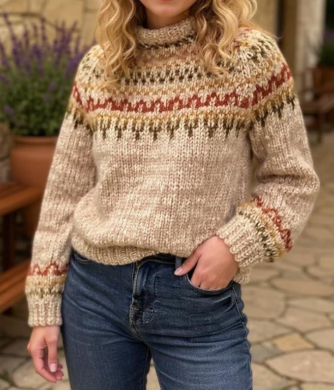 Women's 2026 American Style Color Block Sweater - Trendy Fashion Knitwear