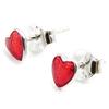 [I4025] - Silver Red 'Hearts' Earrings (rhodium-plated) - 4x3 Mm