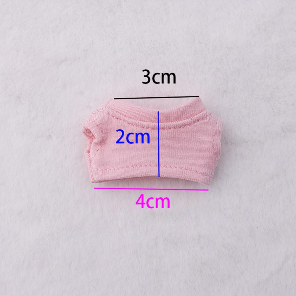 niannyyhouse 5cm & 7cm Plush Clothes, Plain T-Shirt Set of 2, Cotton Doll Outfits, Accessories, Dress-Up (a1)