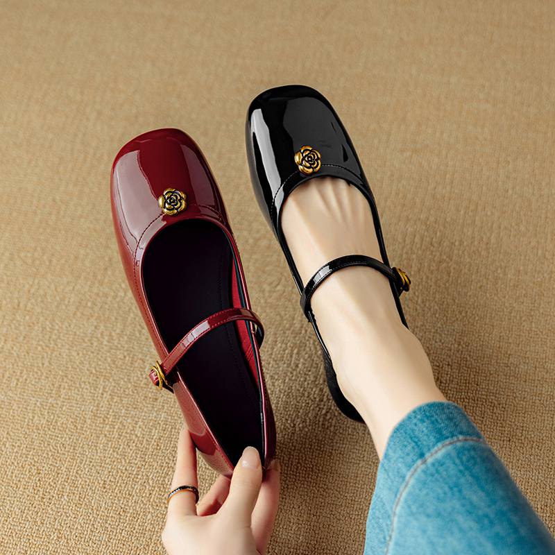 Krazing Pot Летние туфли из овчины, размер 41, низкий каблук, металлические цветы, Мэри Джейн, квадратный носок, туфли-гладиаторы