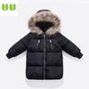 Детская одежда средней длины с хлопковой подкладкой, утепленное пальто с хлопковой подкладкой, детская зимняя одежда, пальто с меховым воротником
