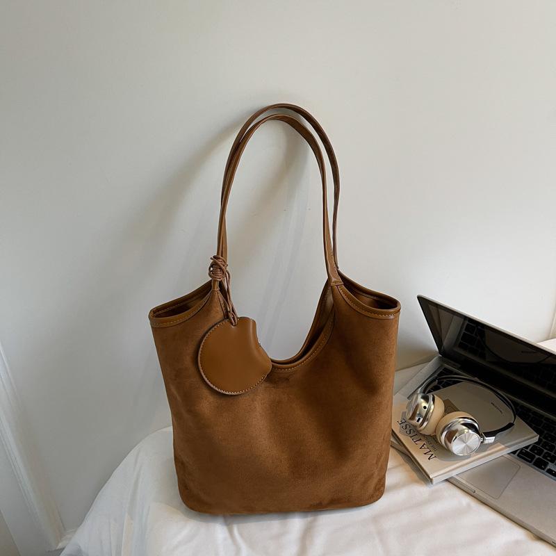 Минималистичная сумка-тоут новый ретро ленивый стиль подмышечная большая сумка замшевая большая вместимость сумка на плечо