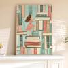 1pc Vintage Library Bookshop Canvas Wall Art Poster Book Stacks Book Lovers Gifts Living Room Kitchen Bathroom Decor