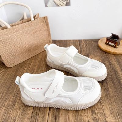 Туфли-одинарки на липучке в стиле колледжа, конфетных цветов, новые, с круглым носком, сетчатые, повседневные, студенческие, для бега и спорта