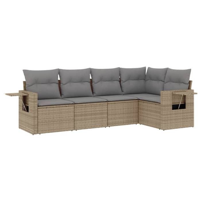 VidaXL Salon de Jardin avec Coussins 5 pcs, Canapés de Terrasse, Ensemble de Meubles de Patio, Mobilier d'Extérieur, Beige 3252466