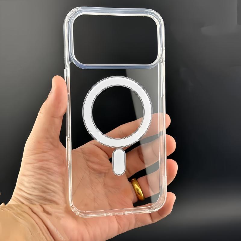 Прозрачный Жесткий Чехол Для Телефона Для iPhone 17 Air 16 15 Pro Max 14 Plus 13 12 Mini 11 16e Magsafe Магнитная Беспроводная Зарядка Funda