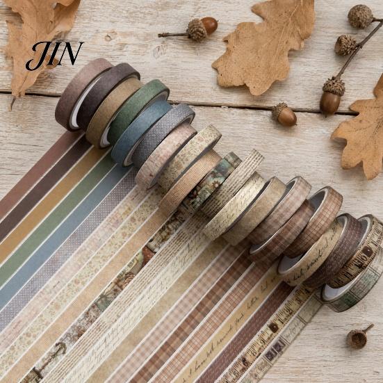 Crafting Washi Tape 20 Rolls Vintage Set, Retro Patterns Decorative Masking Tapes Translucent for Arts, DIY Crafts, Journals, Planners, Scrapbook,