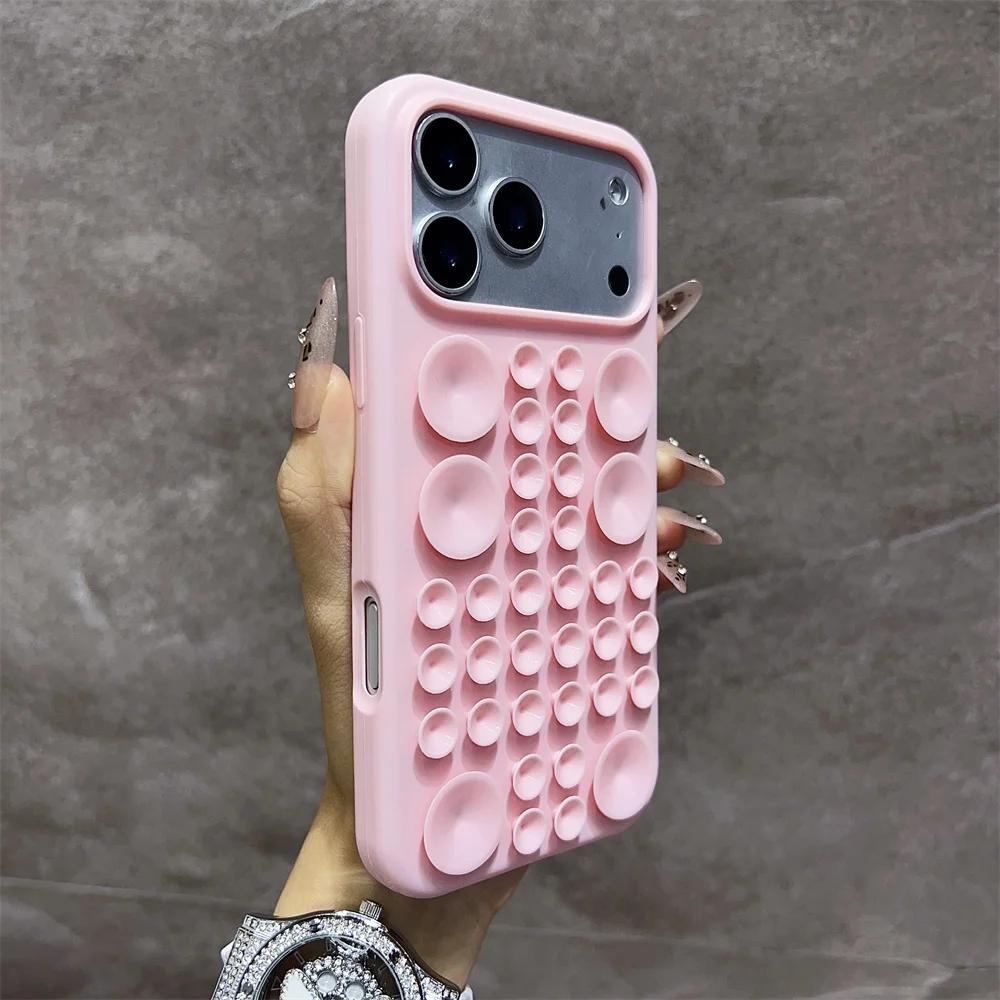 Ударопрочный Круглый Силиконовый Чехол для Телефона на Присоске для For Iphone 17 Pro Max 16Pro 15 14 Air Адсорбция Сильный Многофункциональный Чехол