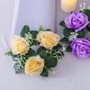 Artificial Rose Wreath Candle Ring Pillar Candle Holder Spring Green Leaves Flower Garland Home Wedding Party Table Centerpiece Decoration