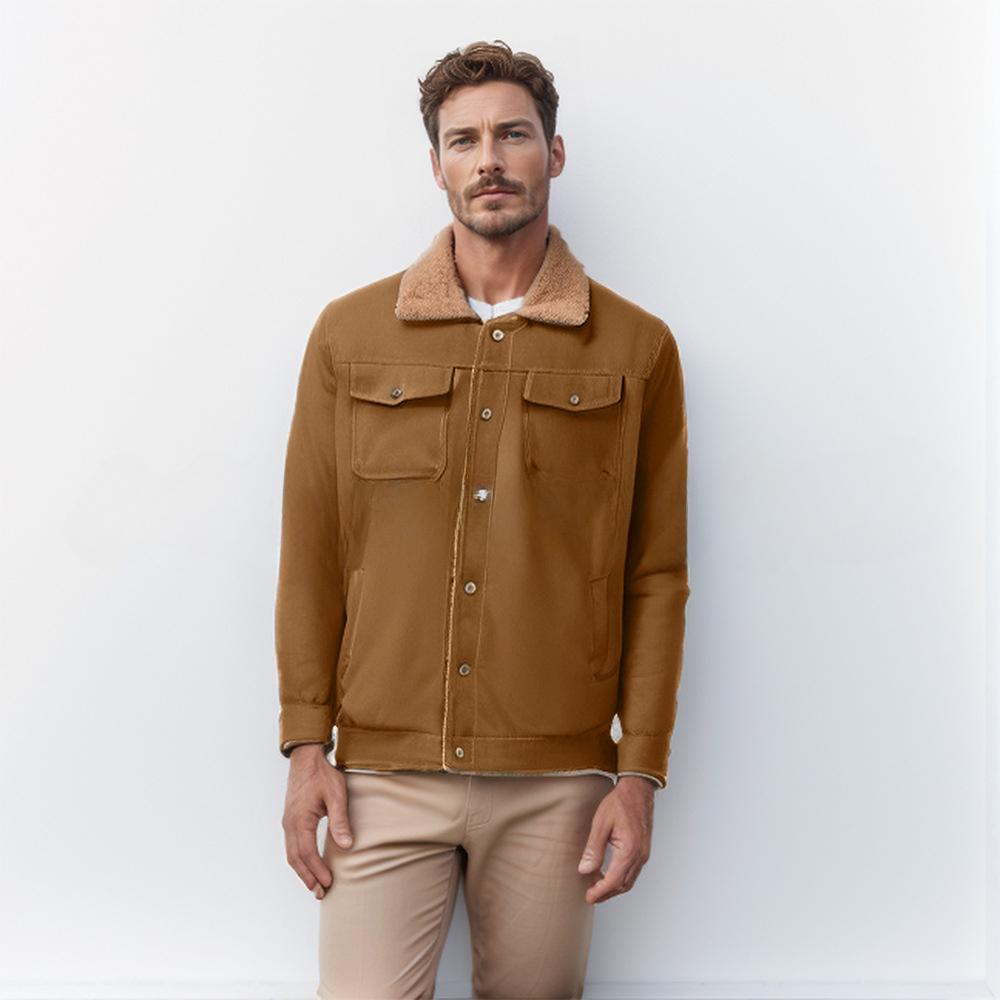 Мужская осенне-зимняя куртка с плюшевой подкладкой, хлопковая рабочая одежда, повседневное мужское пальто