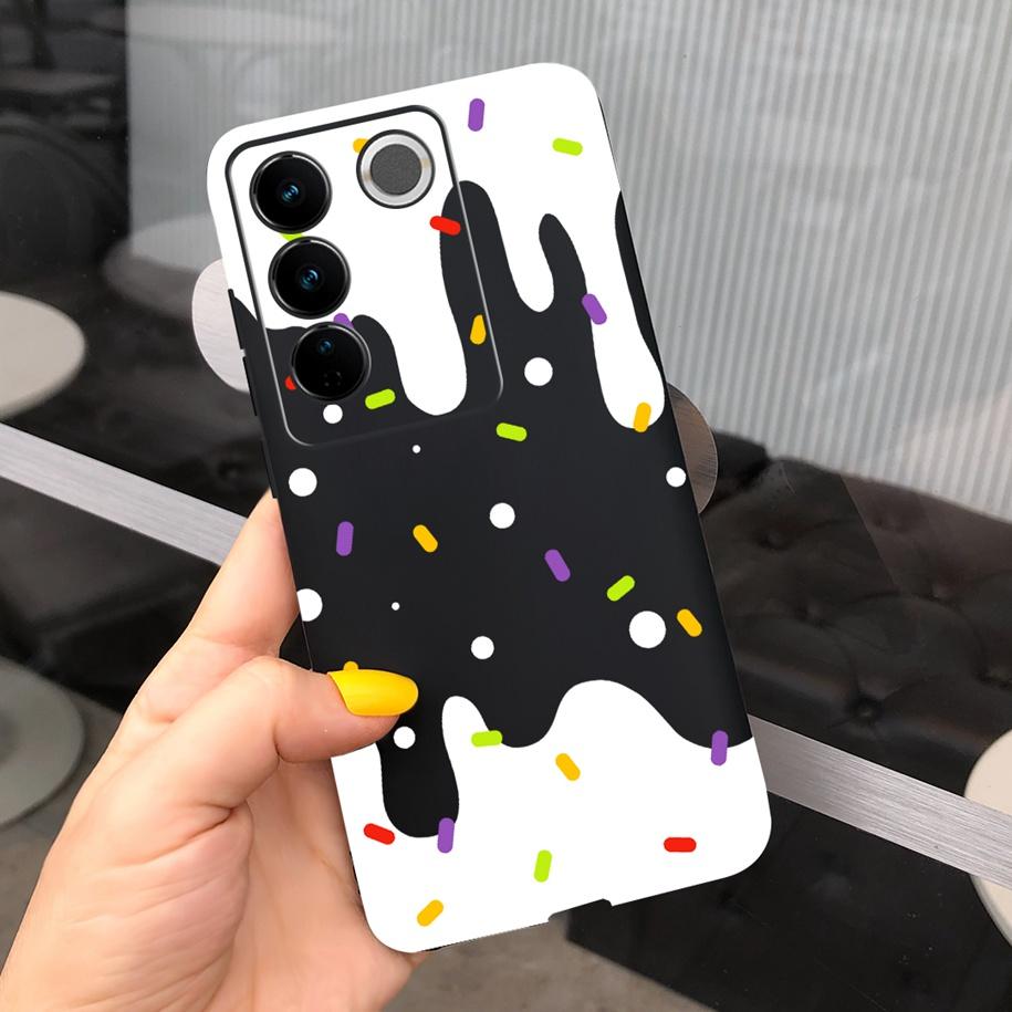 Чехол для Vivo V27 Pro Задняя крышка для Vivo V27e Модный чехол-фунда конфетного цвета с рисунком для Vivo V27 5G V 27e V27Pro V2237 V2230 Мягкий чехол