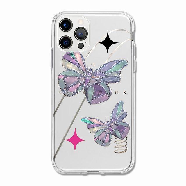 Модный чехол с бабочкой для Iphone 14pro Plus 13 11 Pro Max 12 Mini Xs X Xr 7 8 Se 2022 2020, мягкий прозрачный силиконовый чехол