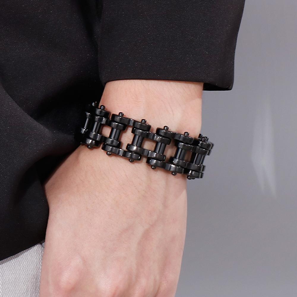 Массивный браслет-цепочка для велосипеда и мотоцикла шириной 22 мм для мужчин в стиле панк-рок, тяжелые мужские велосипедные браслеты из нержавеющей стали