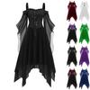 Женское повседневное платье больших размеров с открытыми плечами, однотонное шифоновое платье с рукавами-бабочками в готическом стиле