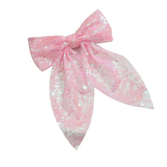 Girls Hair Pin Shiny Sequins Lightweight Breathable Fabric Hair Clip Bow Hair Accessories Party Photo Prop
