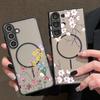 Чехол с магнитами и разноцветными цветочками для Samsung Galaxy S26 S25 S24 S22 Ultra S24 S23 S25 FE Для Magsafe Матовый Жесткий Чехол для Телефона