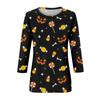 Women's Fashion Casual Round Neck 3/4 Sleeve Loose Halloween Printed T-Shirt Ladies Top