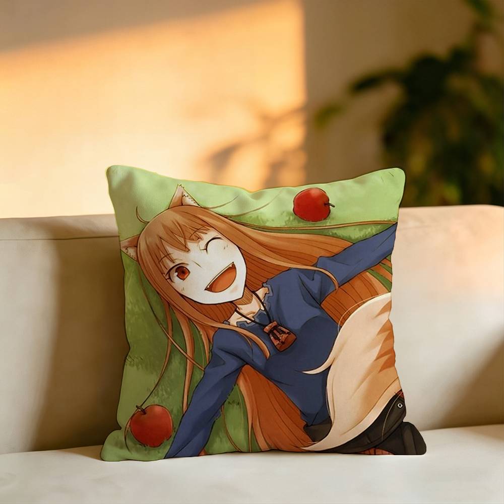 Anime Spice and Wolf Pillow Case Square DoubleSided Sofa Cushion Cover Bedroom Bedside Pillow