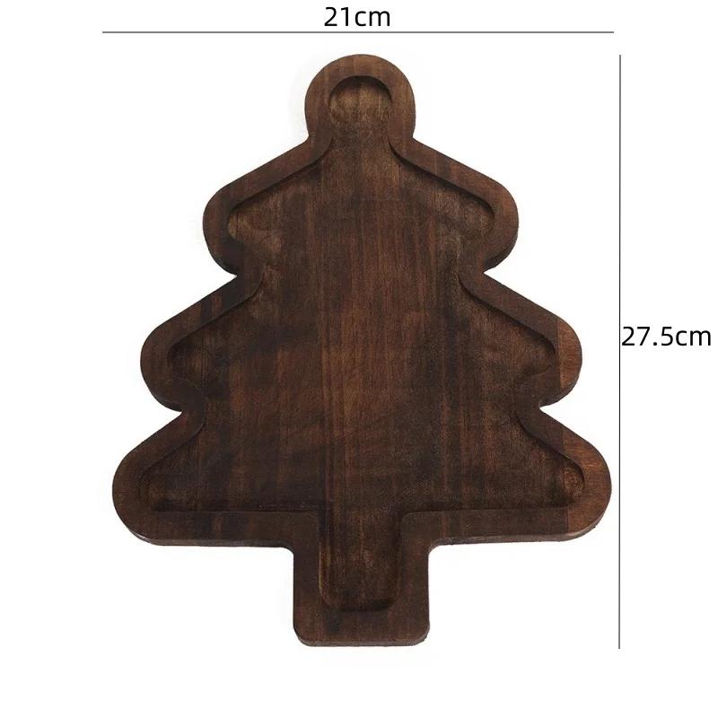 1Pcs Christmas Tableware Wooden Tray Xmas Tree Christmas Hat Shape Dried Fruit Snacks Tray Fruit Plate Cake Dessert Plates