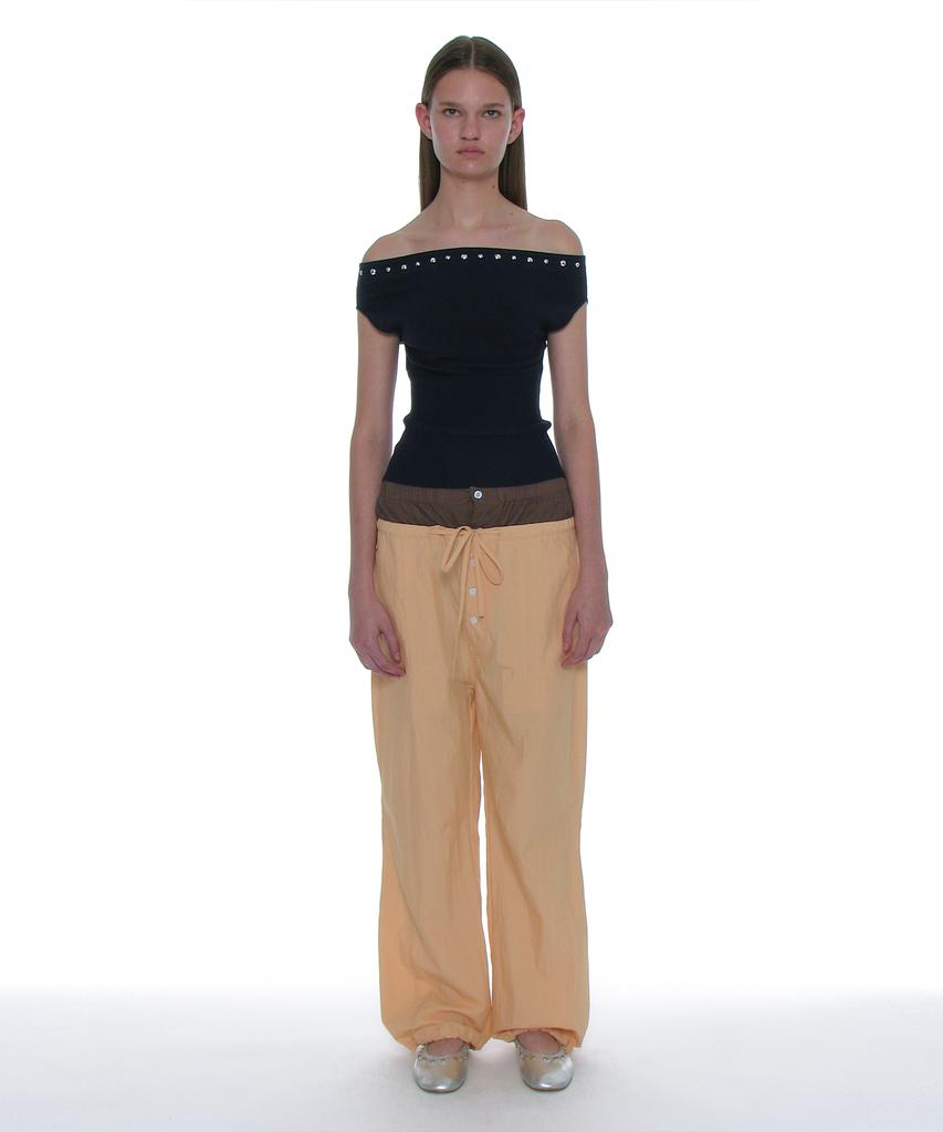 PARTIMENTO WOMEN Double Waist Parachute Pants_Orange