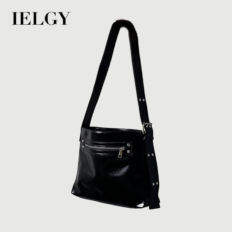 IELGY Ladies Tote Bag All-Match Large-Capacity Black Shoulder Messenger