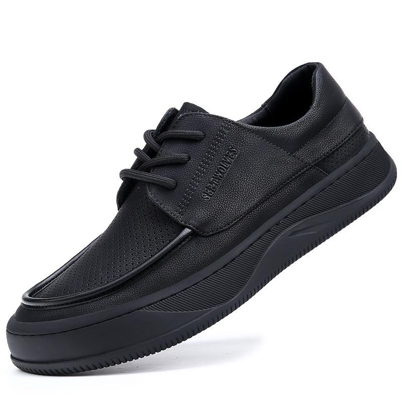 Summer New Hollow Men's Shoes Leather Versatile Thick-soled Breathable Business Casual Leather Shoes Men's Trendy Shoes Ciphertext Order