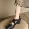 Fashion Retro Cross Elastic Band Designer Ballet Mary Jane Shoes for Women Square Head Comfortable Soft Sole Mom's Casual Mid Heel Shoe