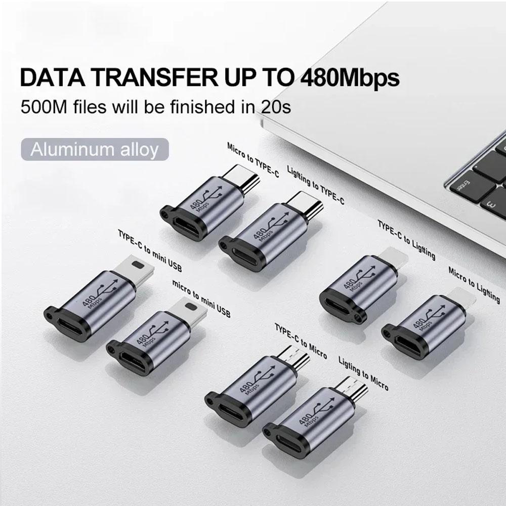 Type C Male to Micro Mini USB Female Charging Adapter Lightting Connector for iPhone14 iPhone15 Samsung Xiaomi Android Phone