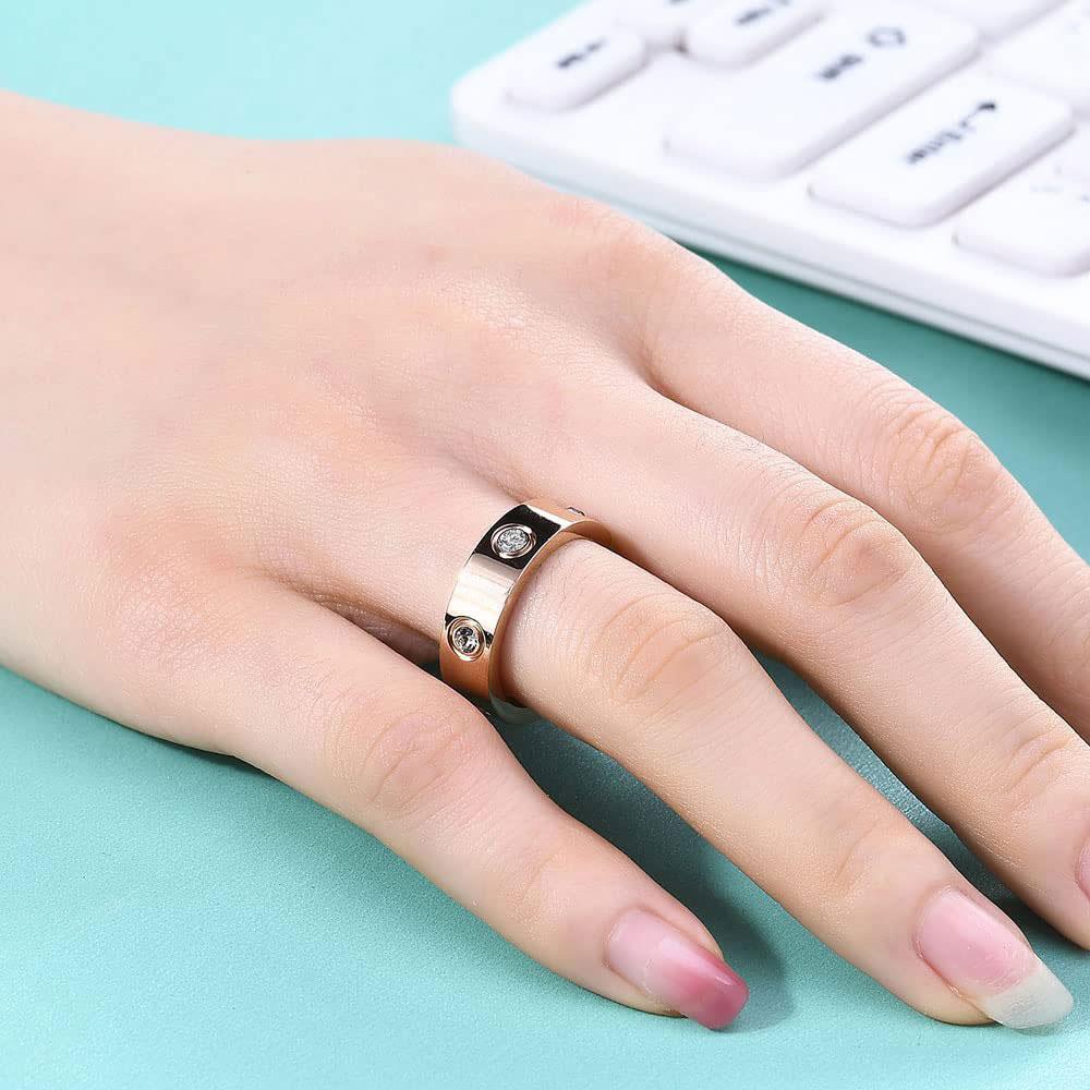 Модное свадебное кольцо с цирконием для женщин, простое ювелирное изделие из нержавеющей стали цвета розового золота, аксессуары для вечеринок, горячая распродажа