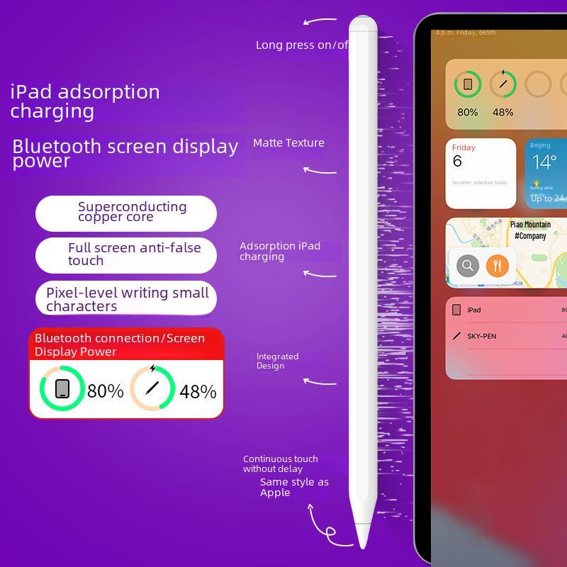 Magnetic Apple Pencil Replacement - Bluetooth Capacitive Stylus for iPad with Anti-Mistouch Feature