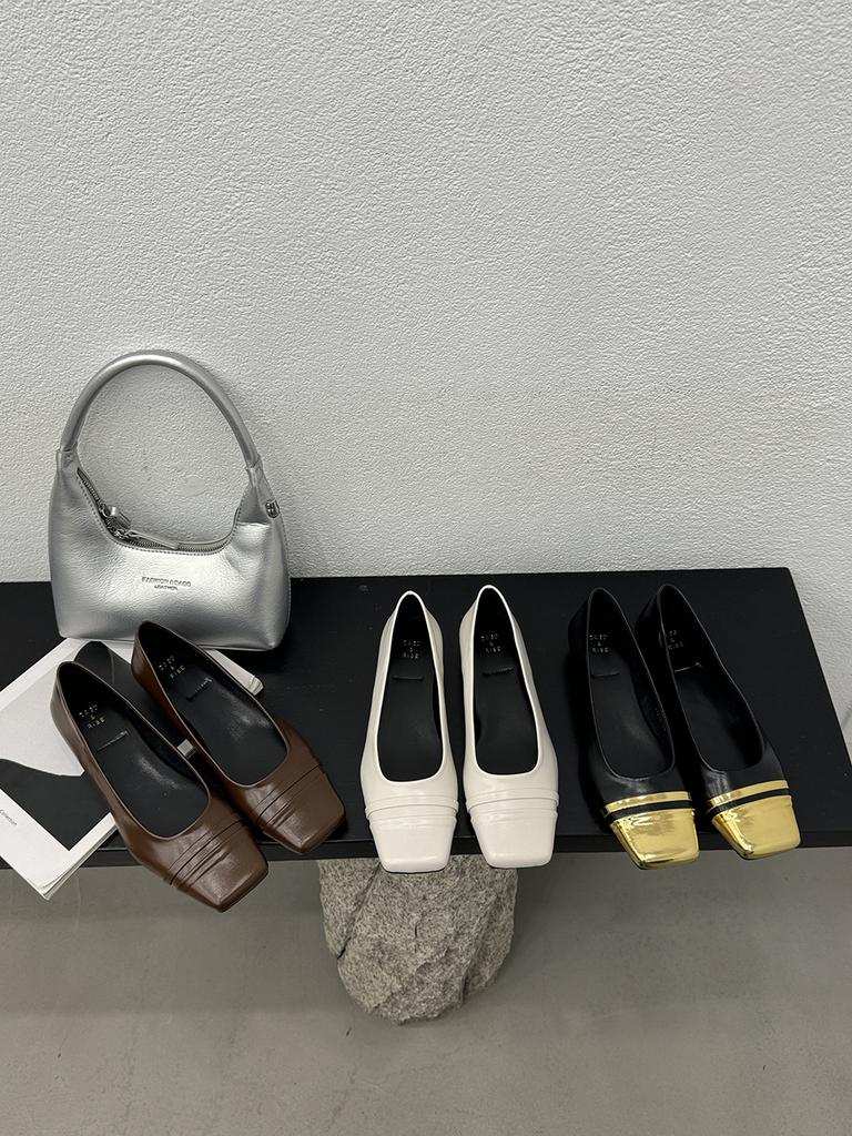 fashion Square Toe Women Loafers 2024 New Arrivals Fashion Dress Shoes Low Heeled Black Brown White Shallow Slip On Loafers Size 35-39