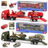 Mini Trailer Truck Toy, Alloy Plastic Construction Vehicle Truck Helicopter Models Gifts for Boys and Girls