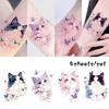4 шт./лот бабочка милый кот временные татуировки наклейки цветные водонепроницаемые ангел кот долговечные поддельные татуировки рука мультяшные татуировки наклейки