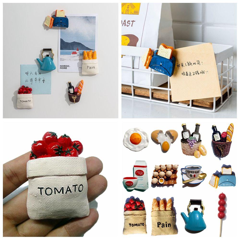 Ornament Kitchen Tools Bread Egg Milk Magnetic Stickers Cartoon Food Shape Fridge Magnet
