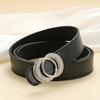 Double Round Buckle Belt Women'S Simple Student Decorative Jeans Belt Women