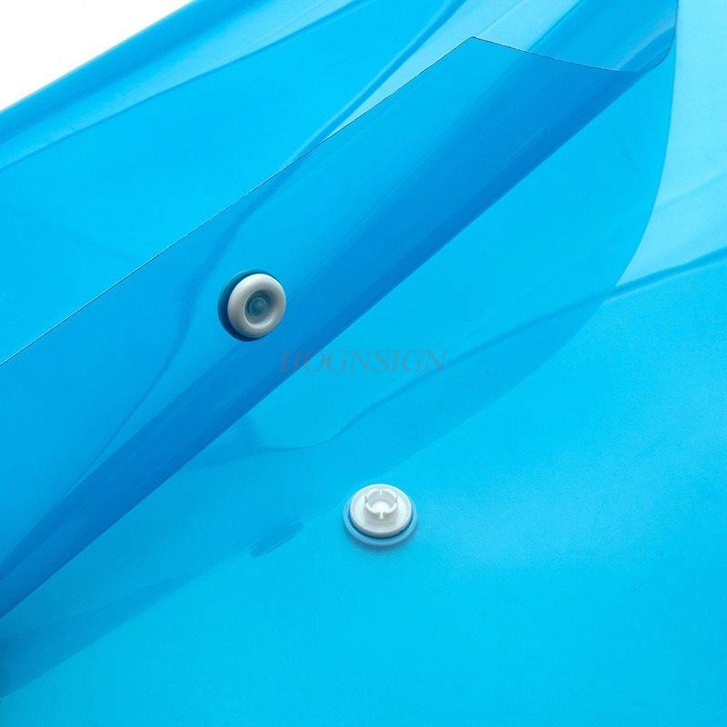 10PCS Stationery file bag, snap on transparent plastic A4 thick large capacity student storage bag, data archive paper