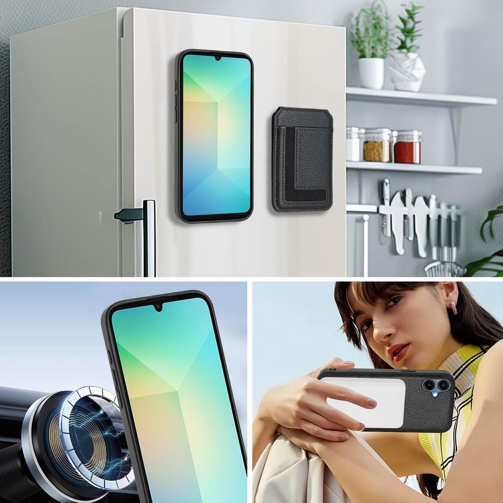 For Samsung Galaxy A05 4G Magnetic Case TPU + PU Leather Phone Back Cover with Detachable Card Holder