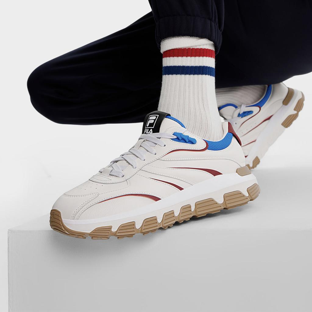 Fila Pioneer Series Ленточные Удобные Прочные Низкие Кроссовки для Бега Мужские Кроссовки Белый Красный F12M443112FMB