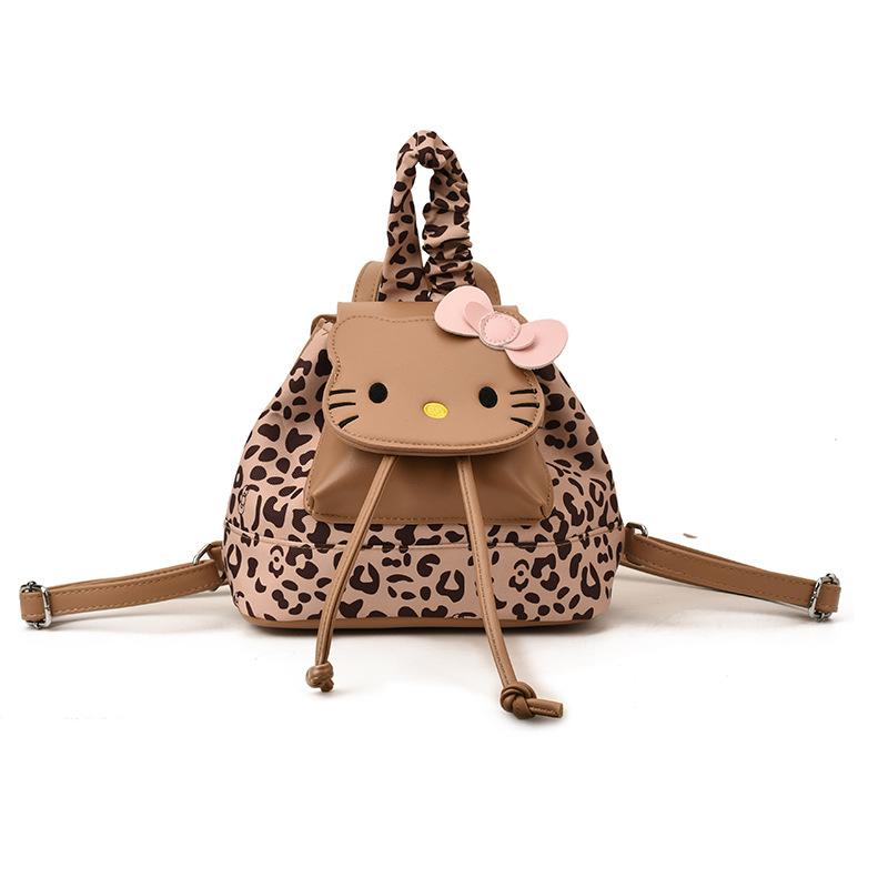 Cartoon Cute Cat Boys And Girls Backpack Fashion Leopard Print Boys And Girls Small Schoolbag Children'S Backpack