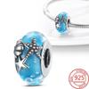 Copper Blue Ocean Series Beaded Charms Pendant Fit For The Brand'S Diy Bracelet Women Jewelry Girlfriend Gifts