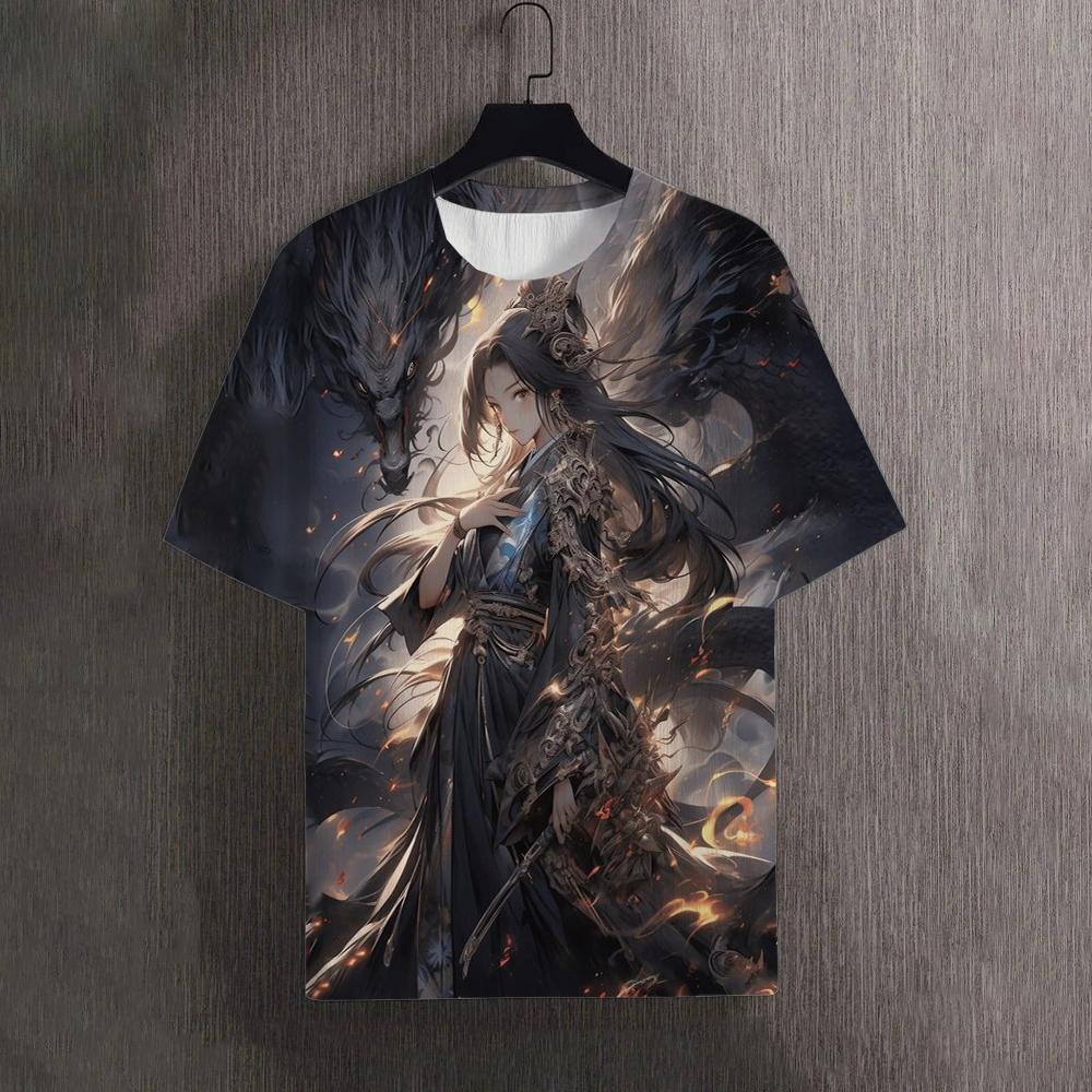 Мужские футболки Летние футболки с рисунком дракона и принтом 3D Красивые женские футболки для улицы Футболка большого размера для мужчин