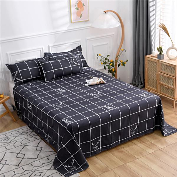 Bed Sheet Polyester Cotton Printed Fitted Sheet Bedding Flat Sheet Soft Breathable Bed Linens (No Pillowcases )